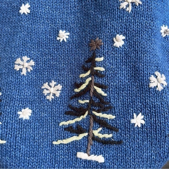 Christopher & Banks Hand Embroided Cotton Vest Women’s Small Blue Xmas Trees - Picture 4 of 6